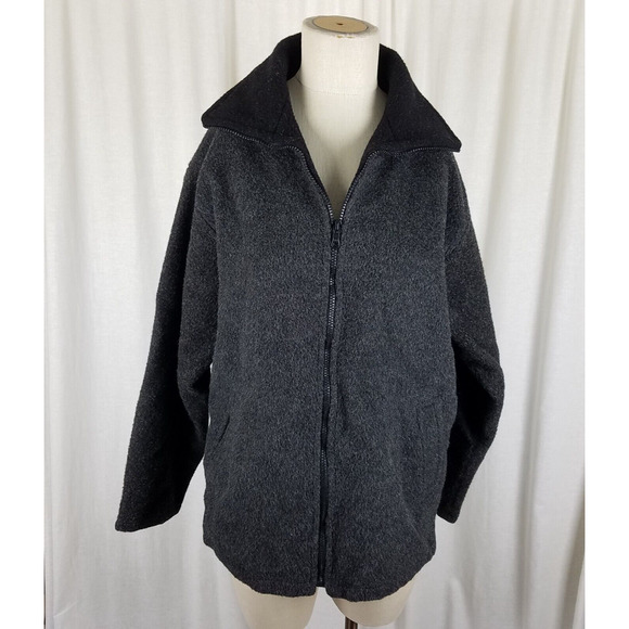 Peruvian Link Alpaca Collection Wool Long Jacket Short Coat Womens S Charcoal - Picture 1 of 9